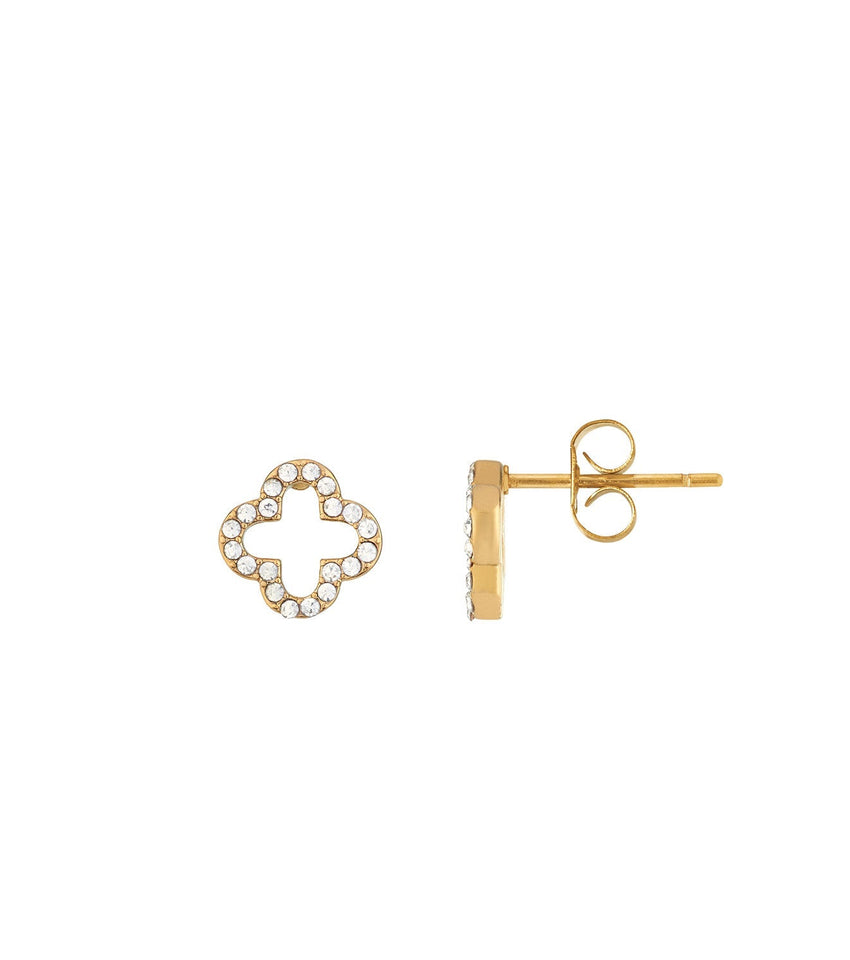 Crystal Clover Studs (Gold)