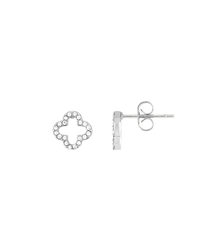 Crystal Clover Studs (Silver)
