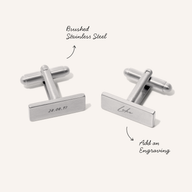Men's Rectangular Engravable Cufflinks (Silver)