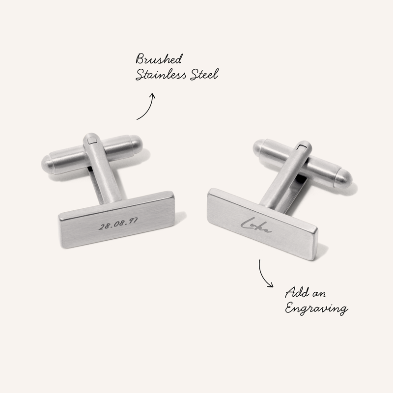 Men's Rectangular Engravable Cufflinks (Silver)