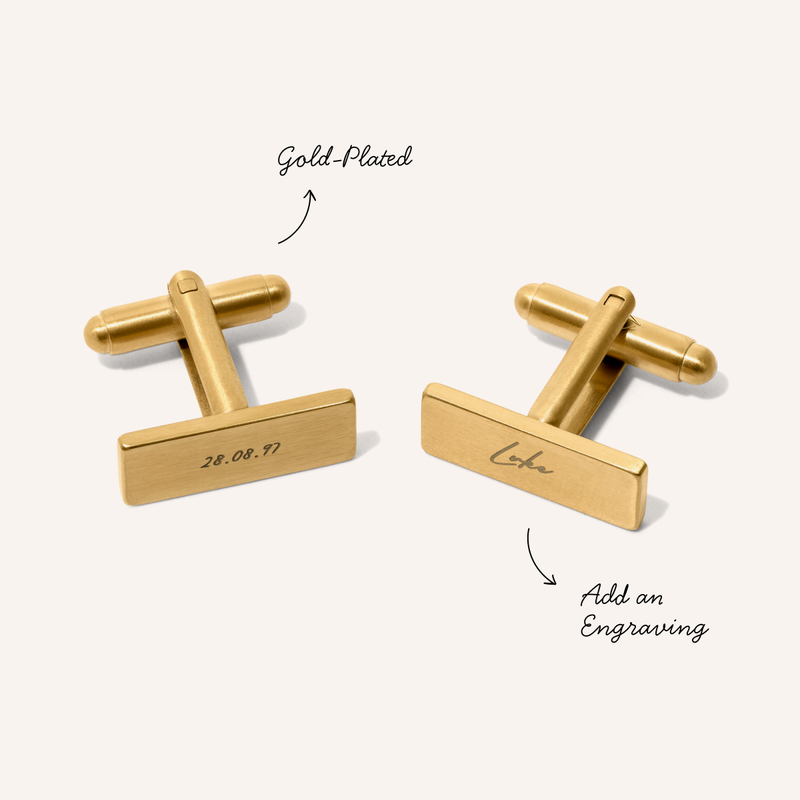 Men's Rectangular Engravable Cufflinks (Gold)