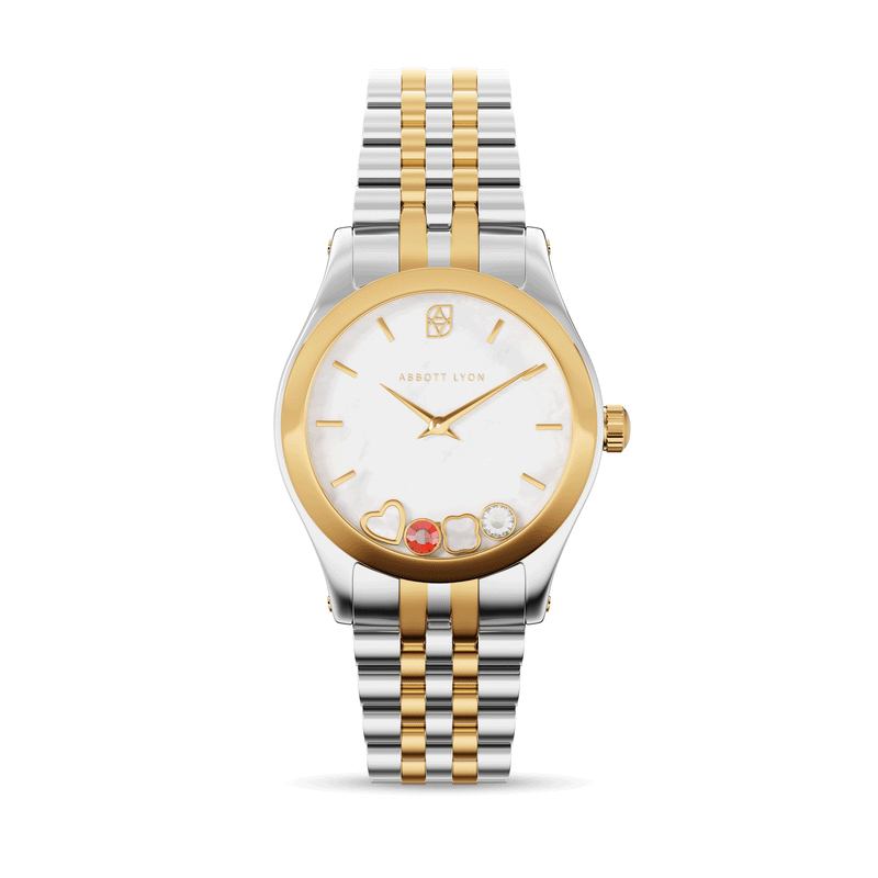 Two Tone Floating Charm Watch