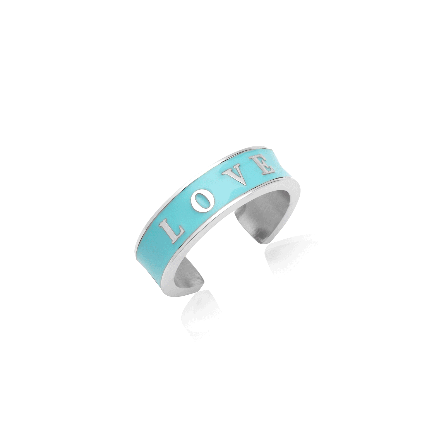 Custom Name Colour Enamel Ring (Silver)