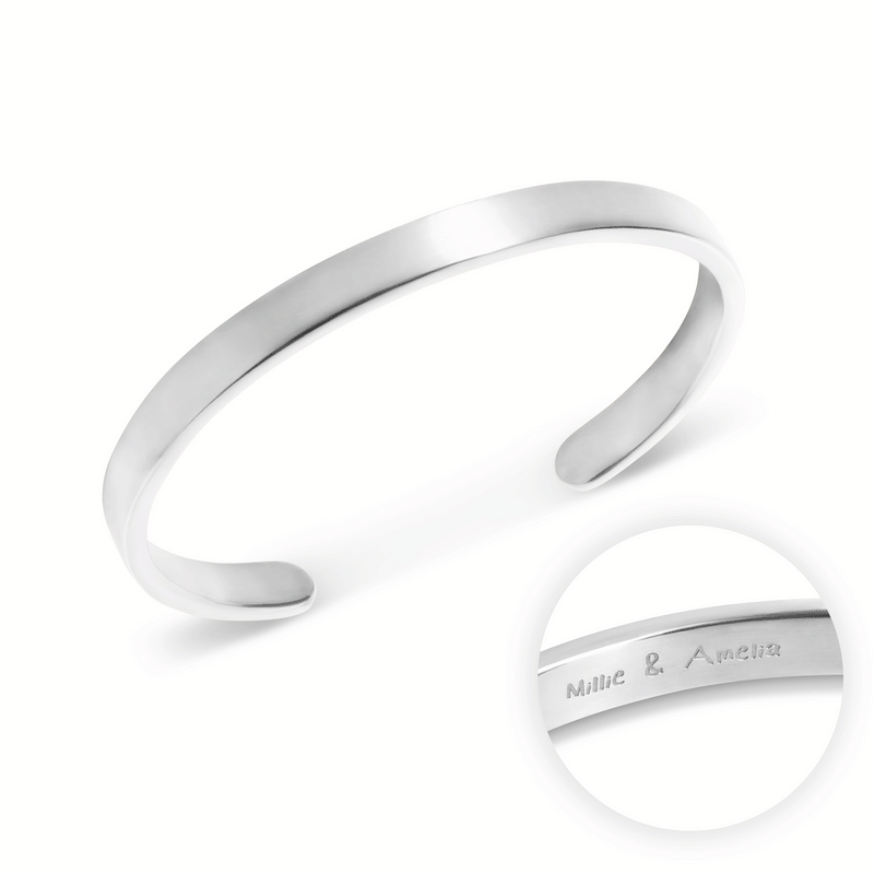 Custom Handwritten Memento Cuff Bangle (Silver)