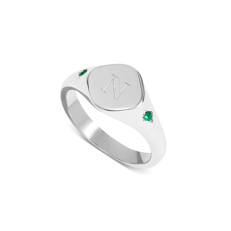 Written In The Stars Initial Signet Ring (Silver)