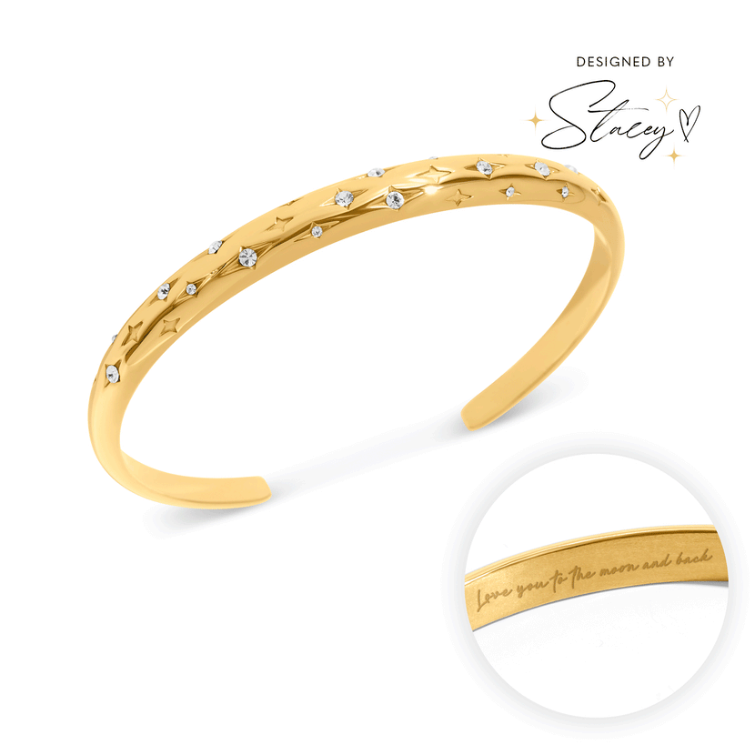 Custom Moon and Back Bangle (Gold)