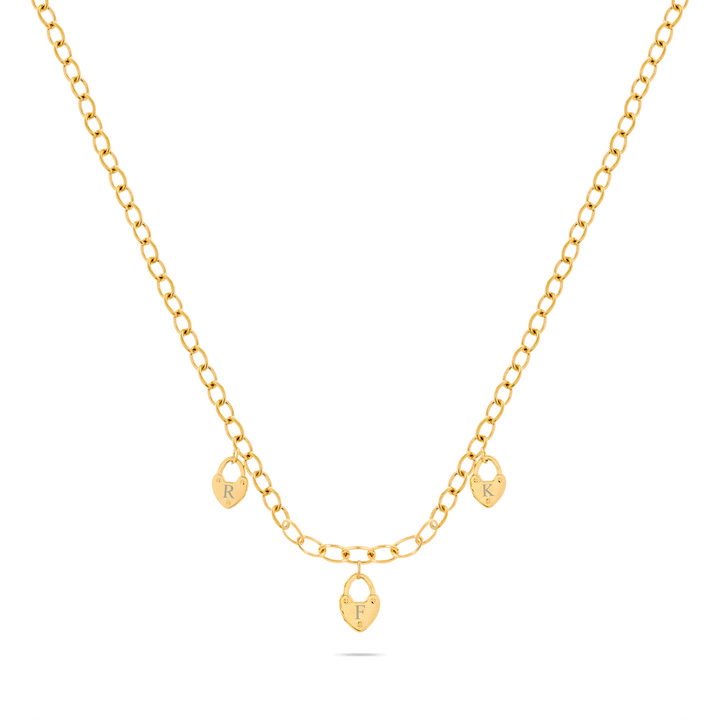 Custom Multi Love Locks Necklace (Gold)