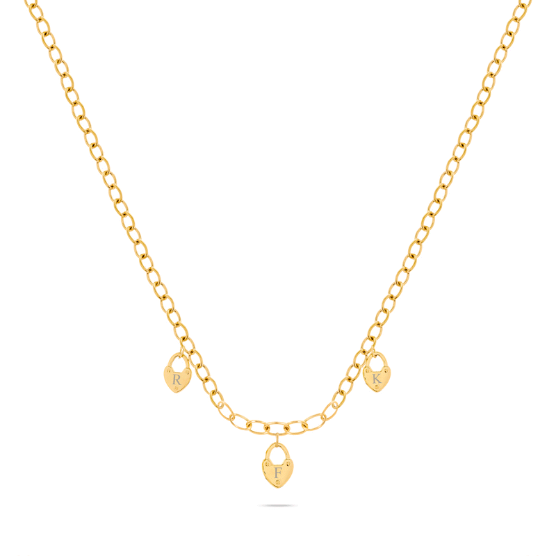 Custom Multi Love Locks Necklace (Gold)