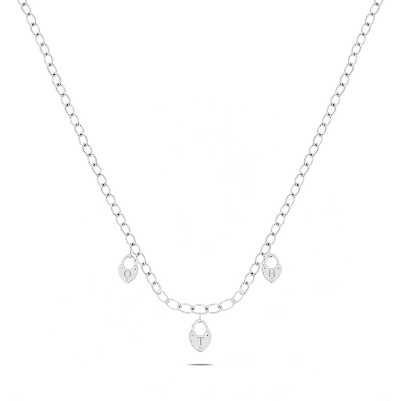 Custom Multi Love Locks Necklace (Silver)