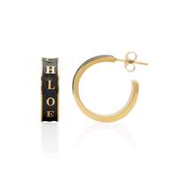 Custom Name Colour Enamel Hoop Earrings (Gold)