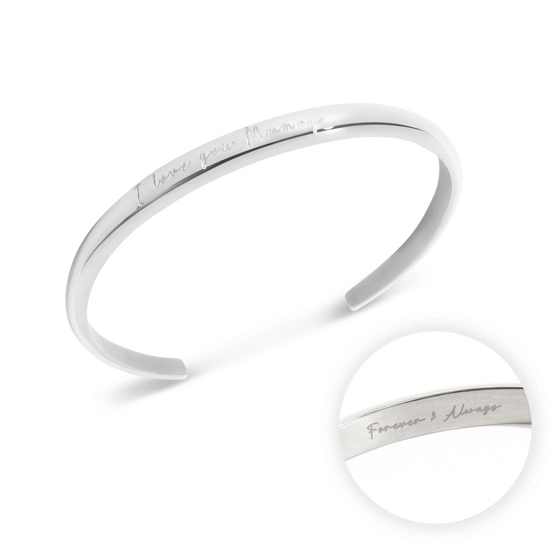 Custom Handwritten Domed Bangle (Silver)