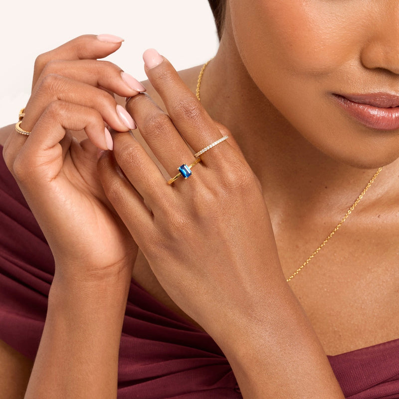 Birthstone Emerald Cut Legacy Ring 1ct (Gold)