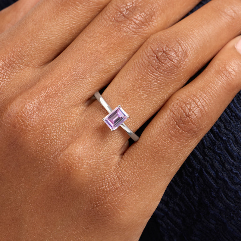 Birthstone Emerald Cut Legacy Ring 1ct (Silver)