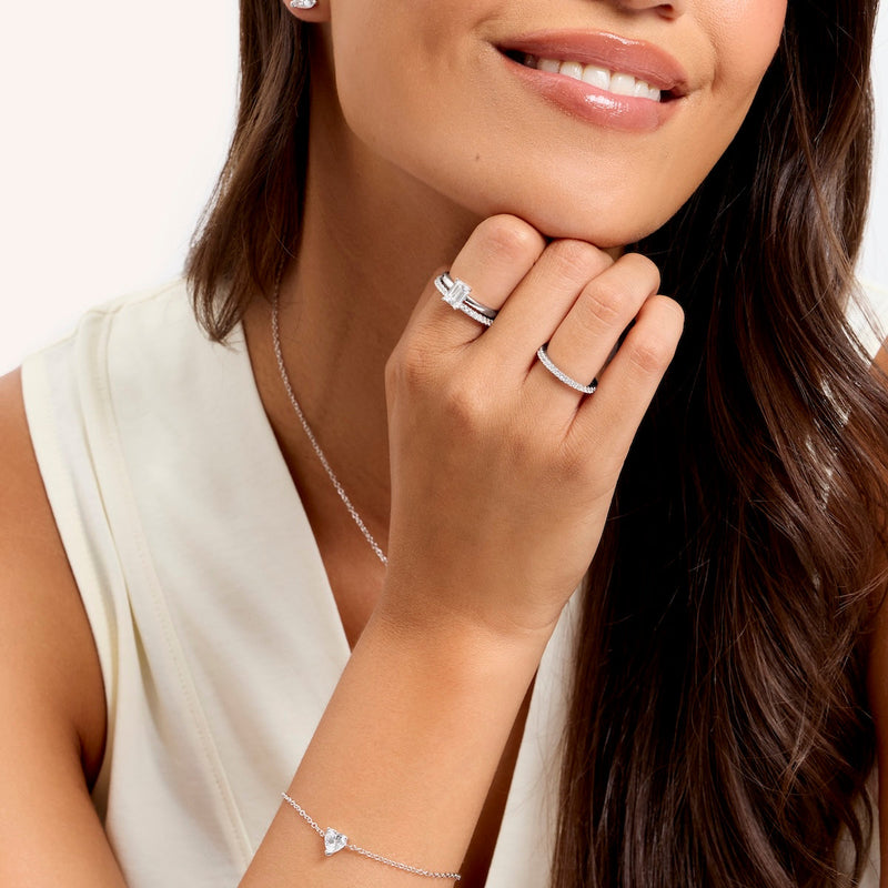 Birthstone Emerald Cut Legacy Ring 1ct (Silver)