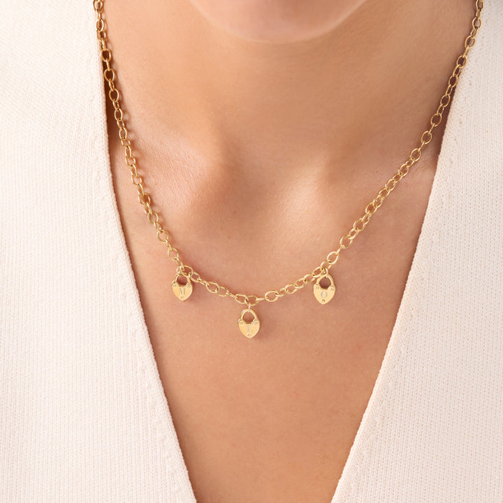Custom Multi Love Locks Necklace (Gold)
