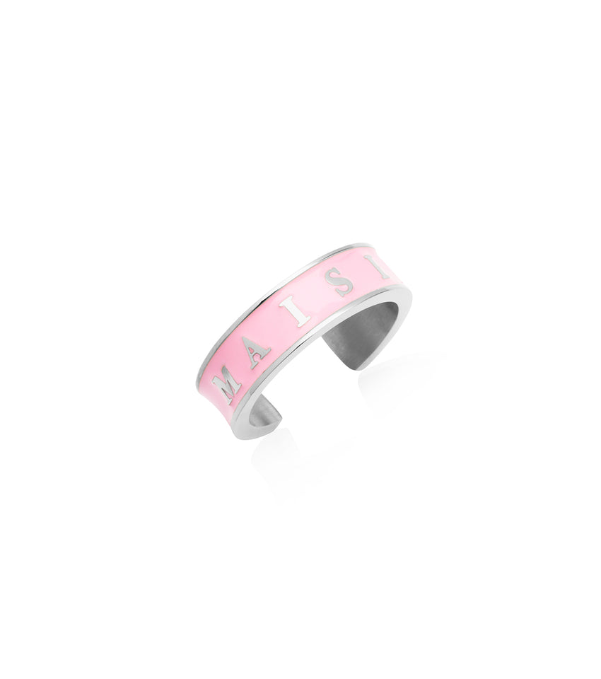 Custom Name Colour Enamel Ring (Silver)