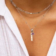 Custom Stamped Bar Pendant Necklace (Silver)
