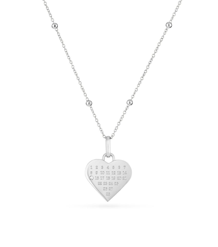 Custom Heart Calendar Necklace (Silver)