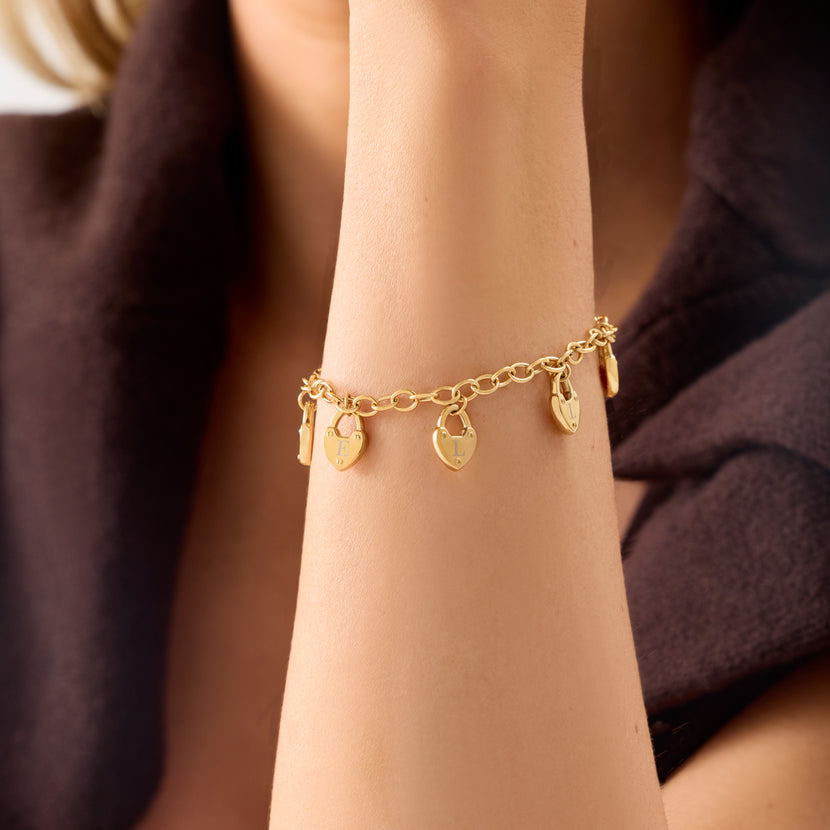 Custom Multi Love Locks Bracelet (Gold)