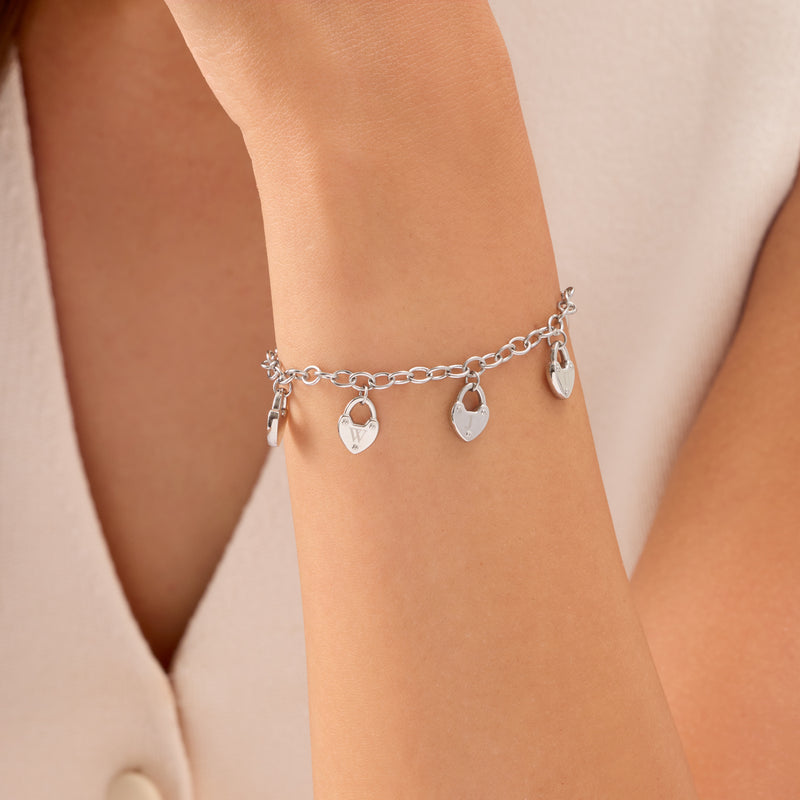 Custom Multi Love Locks Bracelet (Silver)
