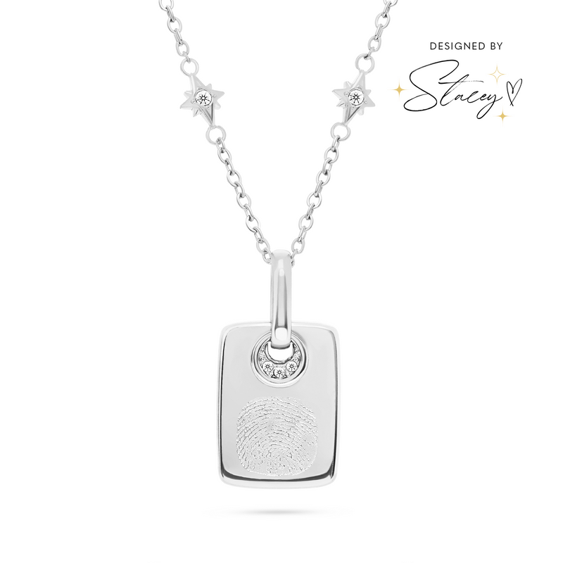 Fingerprint Written In The Stars Tag Necklace (Silver)