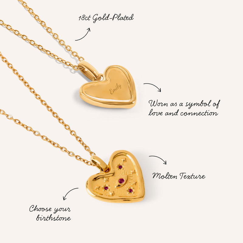 Talisman Heart Birthstone Necklace (Gold)