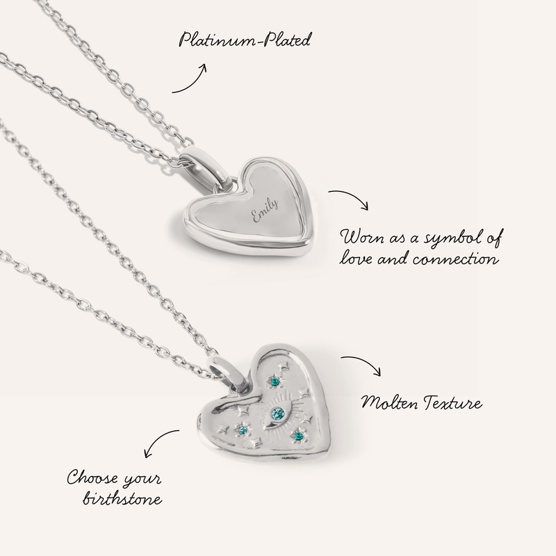 Talisman Heart Birthstone Necklace (Silver)