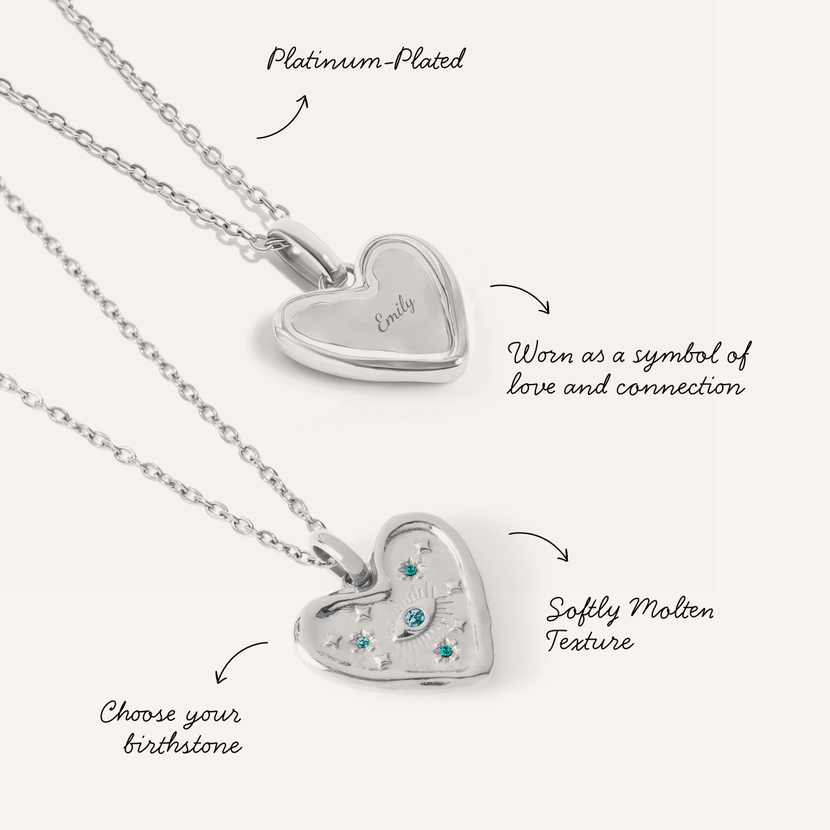 Talisman Heart Birthstone Necklace (Silver)
