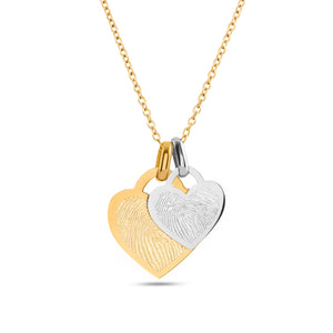 Double Heart Token Fingerprint Necklace (Gold & Silver)