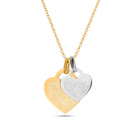 Double Heart Token Fingerprint Necklace (Gold & Silver)