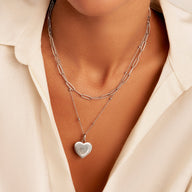 Uniquely Yours Fingerprint Heart Necklace - Single Fingerprint (Silver)