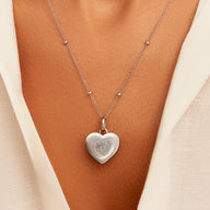 Uniquely Yours Fingerprint Heart Necklace - Single Fingerprint (Silver)