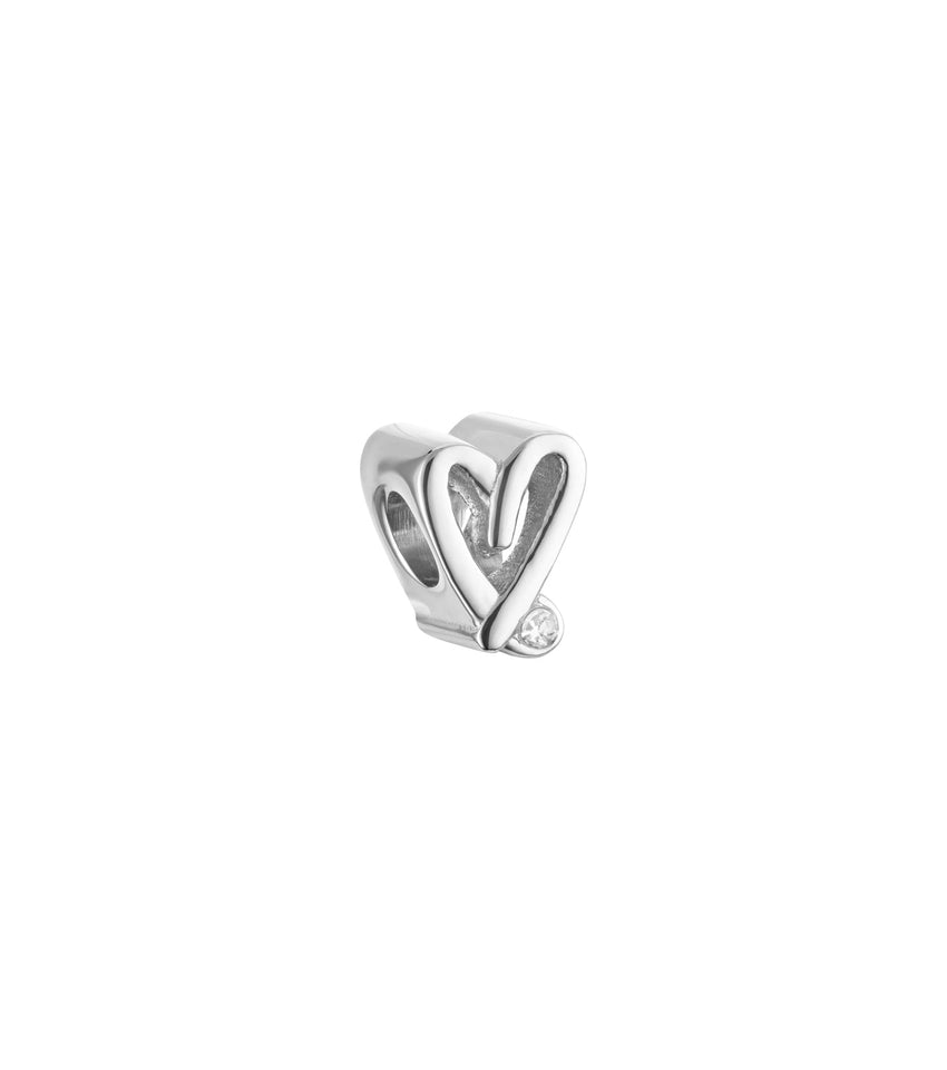 Doodle Heart Bracelet Charm (Silver)