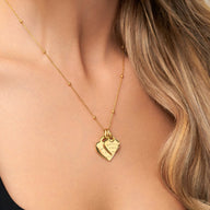 Double Heart Token Necklace (Gold)