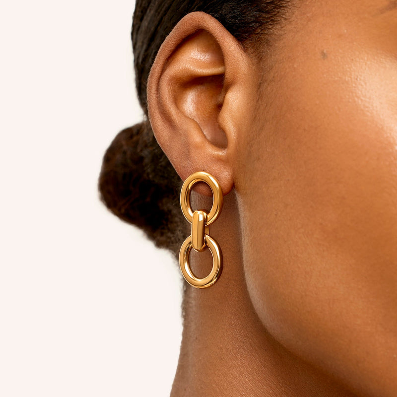 Double Hoop Statement Earring (Gold)