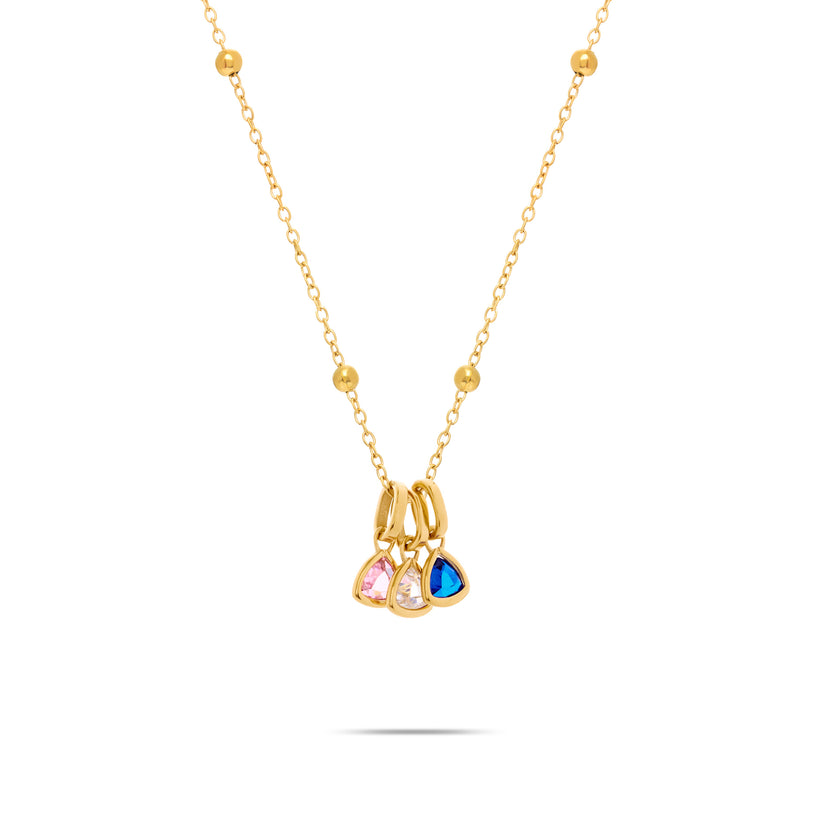 Droplet Birthstone Sphere Chain Necklace (Gold)