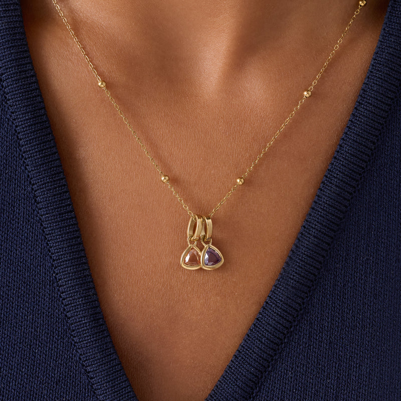 Droplet Birthstone Sphere Chain Necklace (Gold)