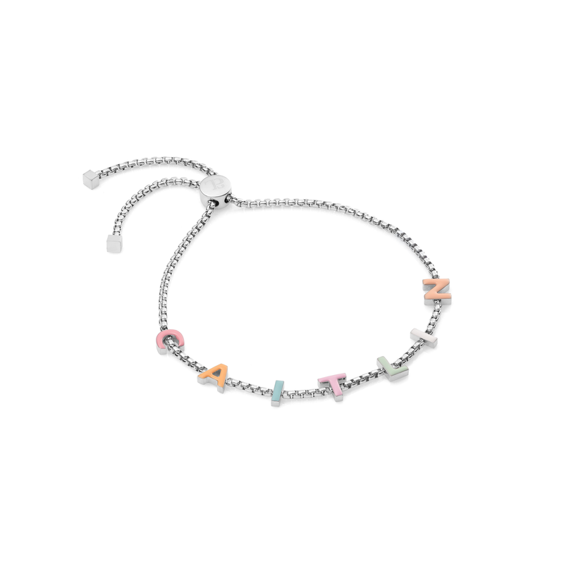 Custom Enamel Name Bracelet (Silver)