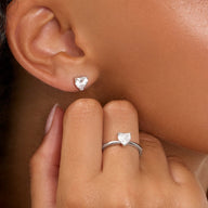 Heart Ring & Earrings (Silver)