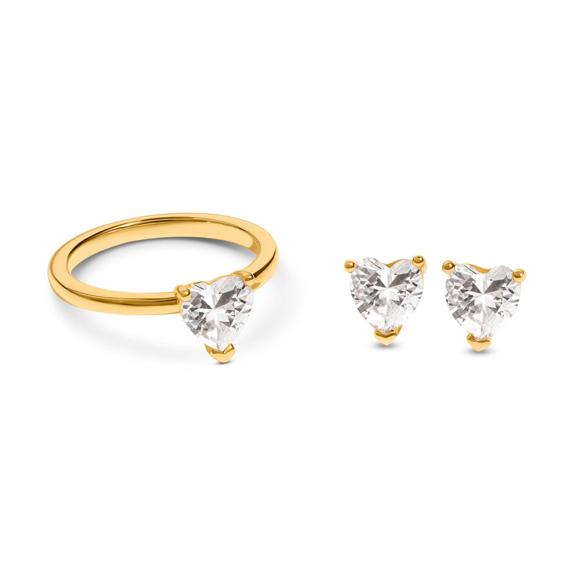 Heart Ring & Earrings (Gold)