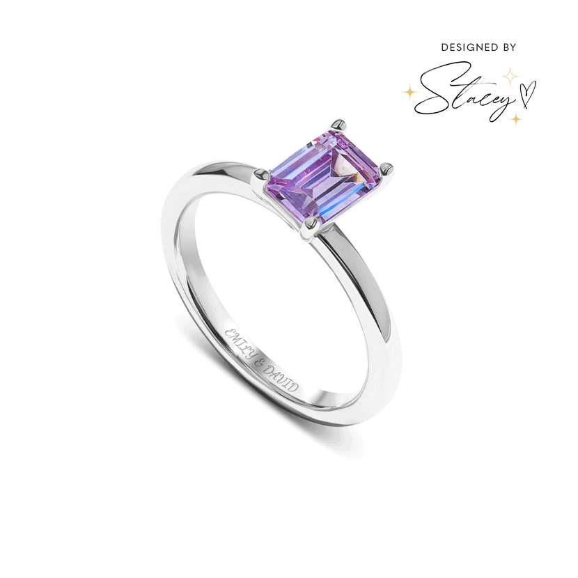 Birthstone Emerald Cut Legacy Ring 1ct (Silver)