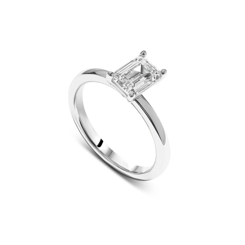 Emerald Cut Solitaire Ring 1ct (Silver)