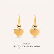 Mint Green Quartz Heart Huggie Earring Set (Gold)