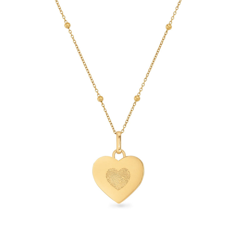 Uniquely Yours Fingerprint Heart Necklace - Single Fingerprint (Gold)