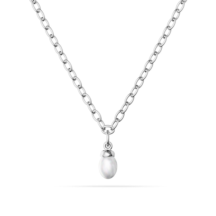 Fine Organic Pearl Necklace (Silver)