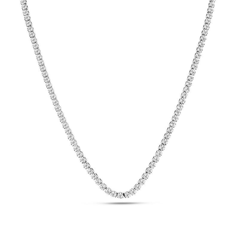 Fine Tennis Chain Necklace (Silver)