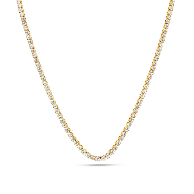 Fine Tennis Chain Necklace (Gold)
