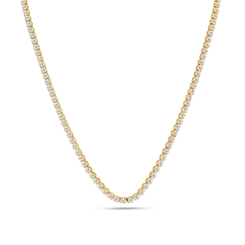 Fine Tennis Chain Necklace (Gold)