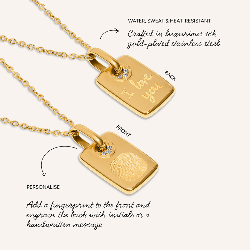Fingerprint Written In The Stars Tag Necklace (Gold)