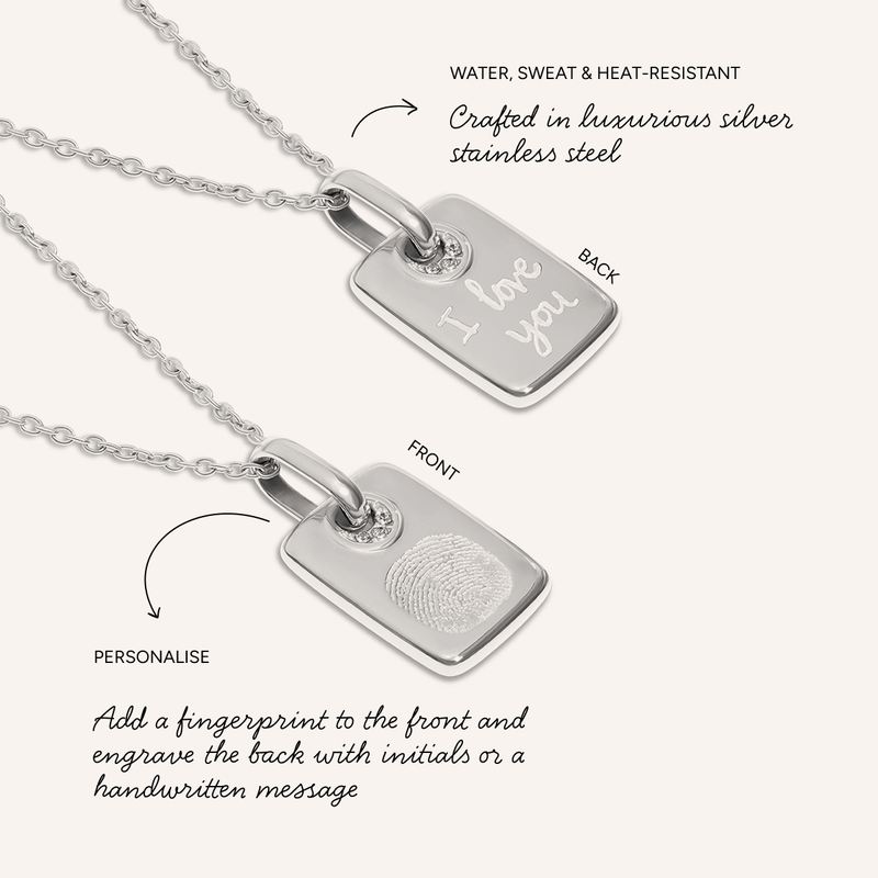 Fingerprint Written In The Stars Tag Necklace (Silver)